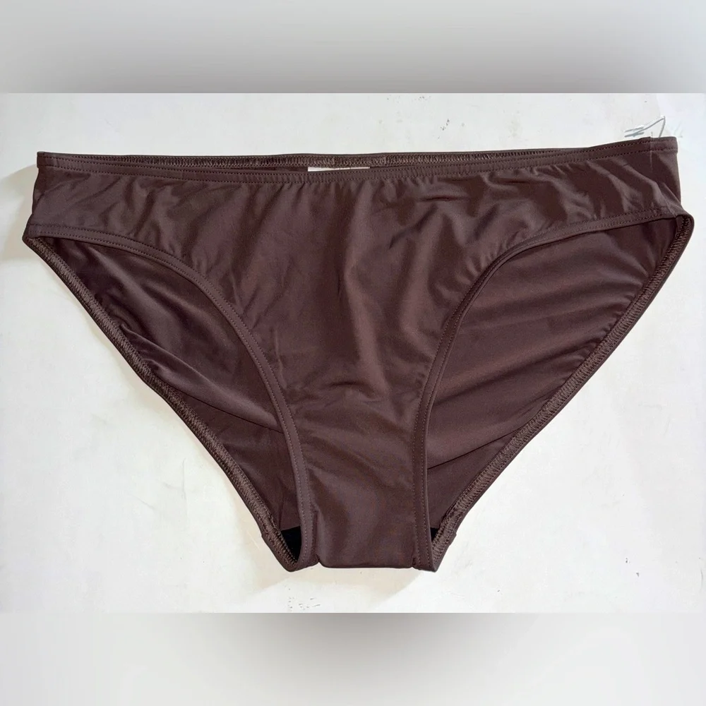 Calvin Klein Hipster Brown Bottom Women L Full Coverage NEW Beach Surf Vacation